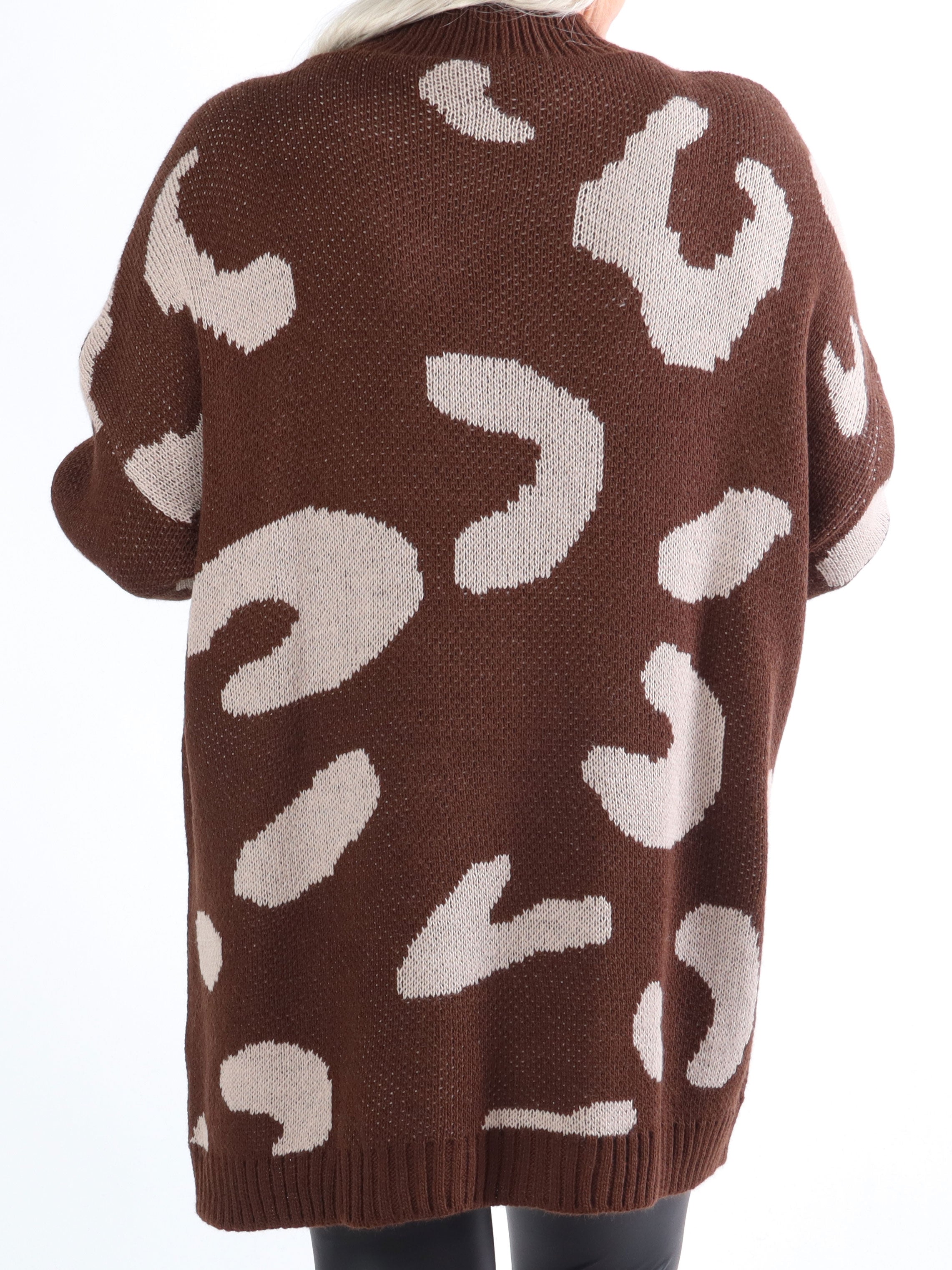 Missa - Plus size-stickning med stort leopardmönster